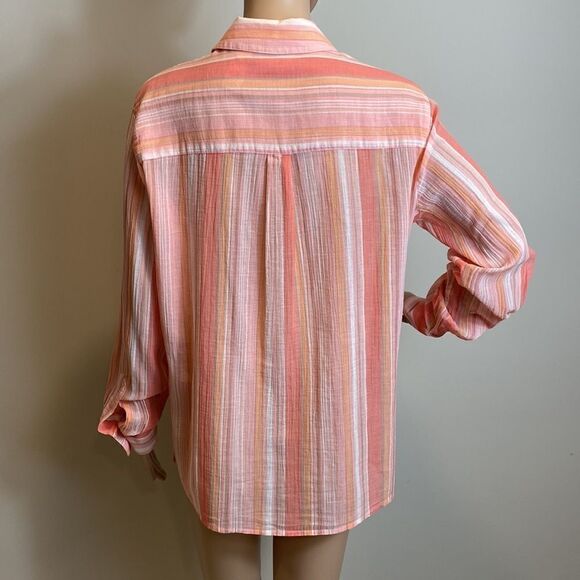 ❤️Last Chance Liz Claiborne striped long sleeve cotton button down shirt - Picture 5 of 8